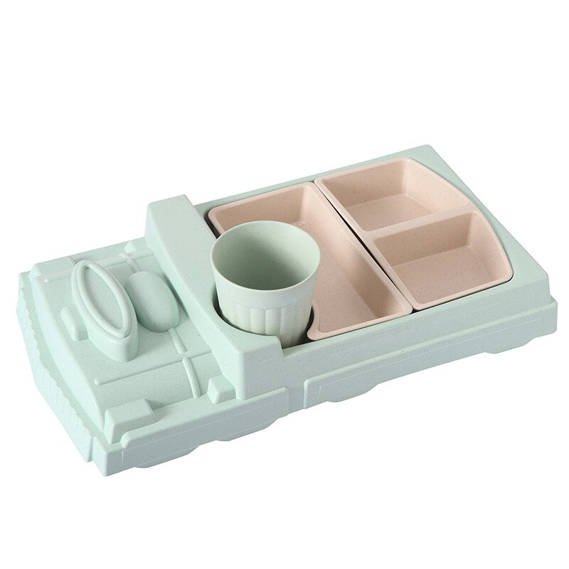 Bandeja creativa con forma de tren de bebé de fibra de bambú, bandeja de platos con dibujos animados resistente a golpes, bonita caja de almuerzo, tazón de arroz para niños: 01