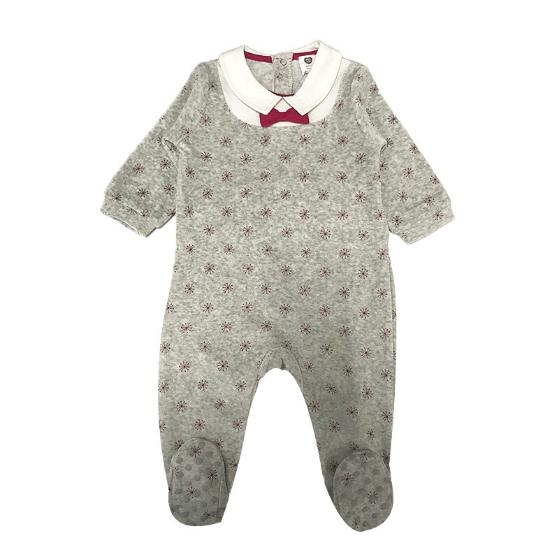Bébé barboteuse pyjamas velours enfants vêtements manches longues enfants vêtements flocon de neige bébé salopette garçon filles vêtements chaussures barboteuse: light grey melange / 6 month