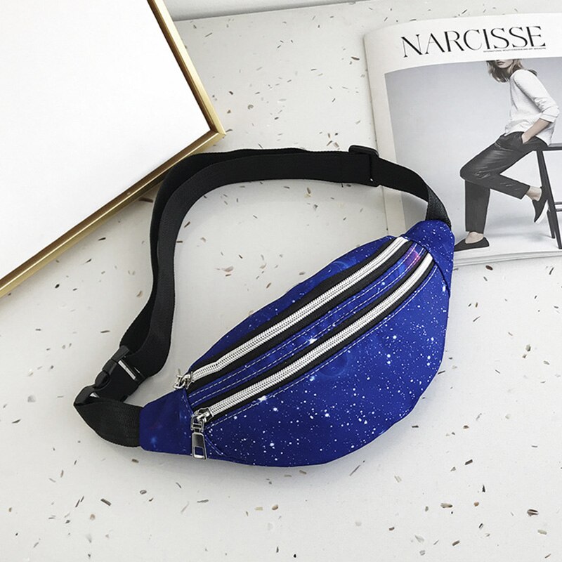 Riñonera tipo bandolera con de plátano para hombre y mujer, bolso para la cadera, bolsillo para teléfono, para Festival,: Blue-Star