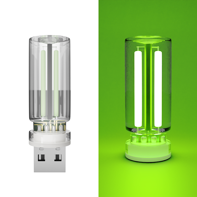 Bil usb natlampe touch control glødelampe atmosfære lys dekorativ bærbar belysning plug play led glødelampe pære: Krystalblå