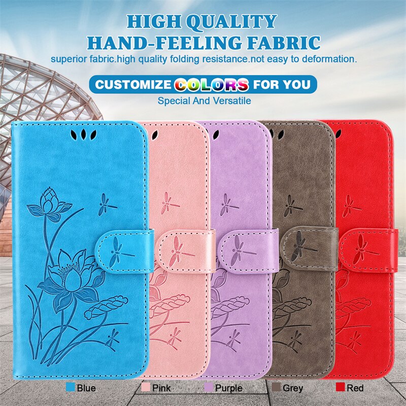 Stojak na książki portfel Coque na Google Pixel 7 Pro etui na Google Pixel7 7Pro pixel7pro 6 6pro wytłoczony kwiat lotosu etui na karty