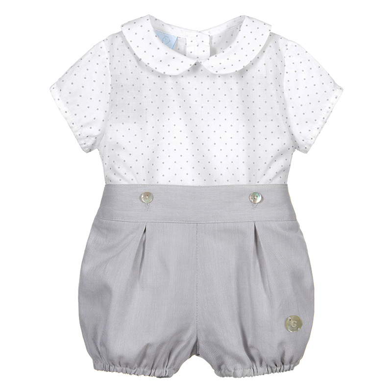 impostato di vestiti da ragazzo spagnolo camicie a maniche corte per bambini pantaloncini grigi abiti per feste di compleanno per bambini boutique per bambini abbigliamento spagna