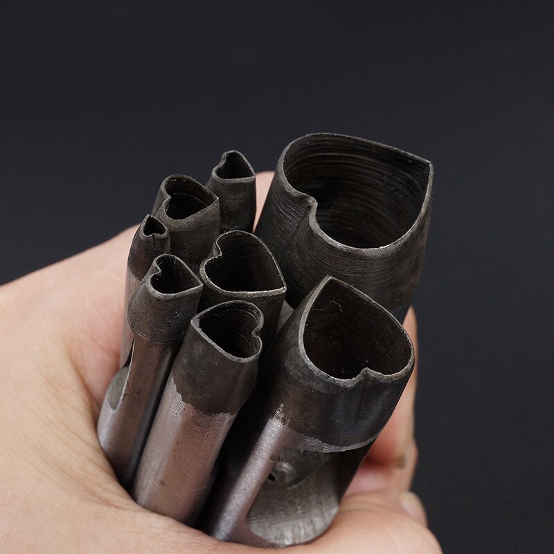 Hjerteformet matriceskærer håndlavet læder diy værktøj en form okseskind hul punch cutter hånd punch værktøj 3mm 5mm