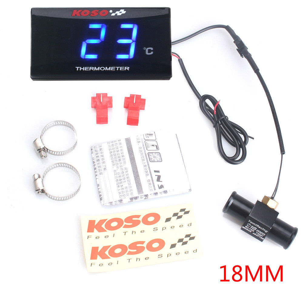Universal Motorcycle Thermometer Instruments Water Temp Temperature Digital Display Meter Gauge Sensor Adapter For KOSO: Champagne
