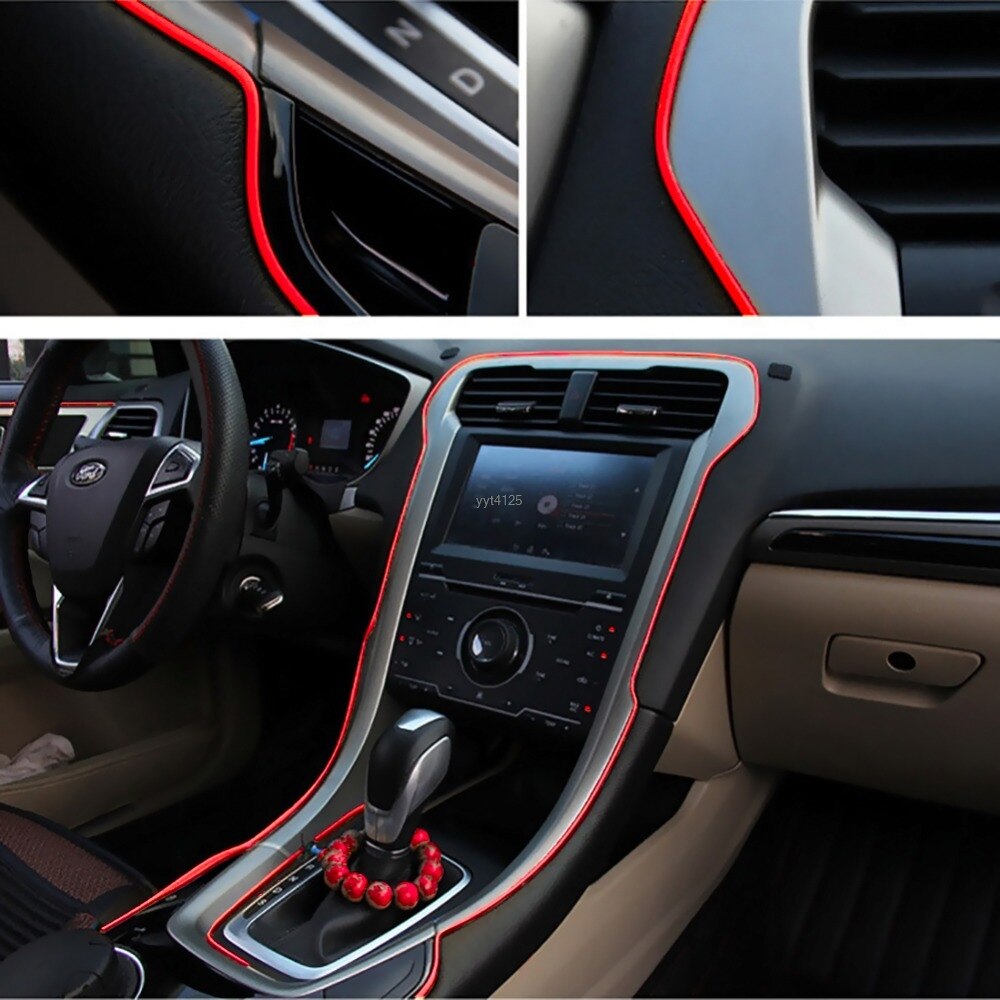 5M Car Flexible Trim Car Interior Exterior Moulding Strip Decorative Decor Red G6KC
