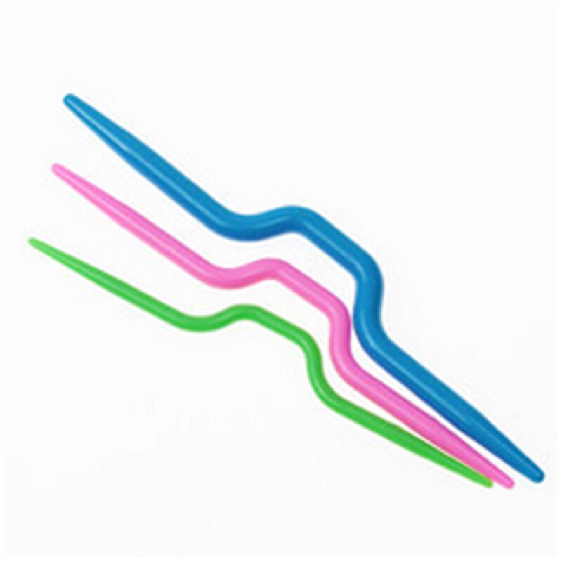 3 Size Plastic Crochet Hook Knitting Needles Sweater Muffler Weaving tools Crooked Twist Curved needle Craft DIY Tool MXZ13