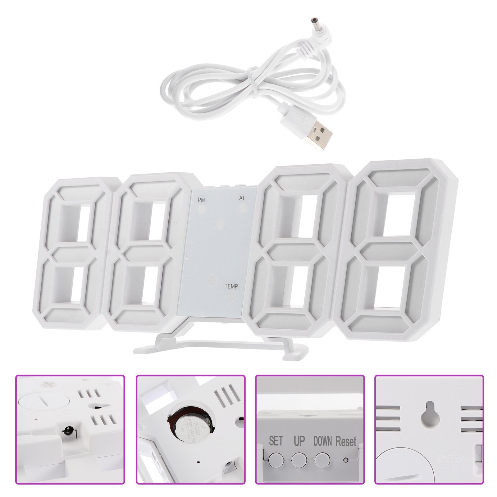 1Set Wall Hanging LED Clock Home Office Wall Clock 3D Digital Clock Pendant