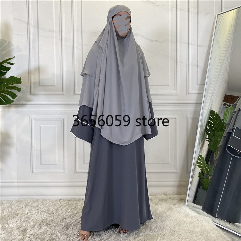 Ramadan Eid Prayer Garment Long Khimar Hijab Scarf Sleeveless Tops Islamic Women Abaya Jilbab Abayas Muslim Arab Clothing Niqab