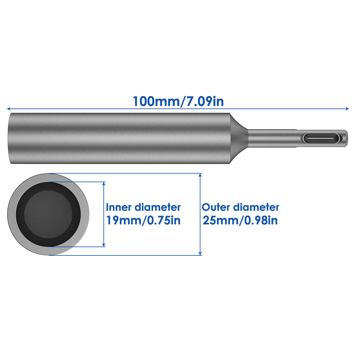 SDS Plus Ground Rod Driver for 5/8Inch and 3/4Inch Ground Rods Durable Hardened Steel for SDS Plus Rotary Hammer Drill Power Too: WHITE