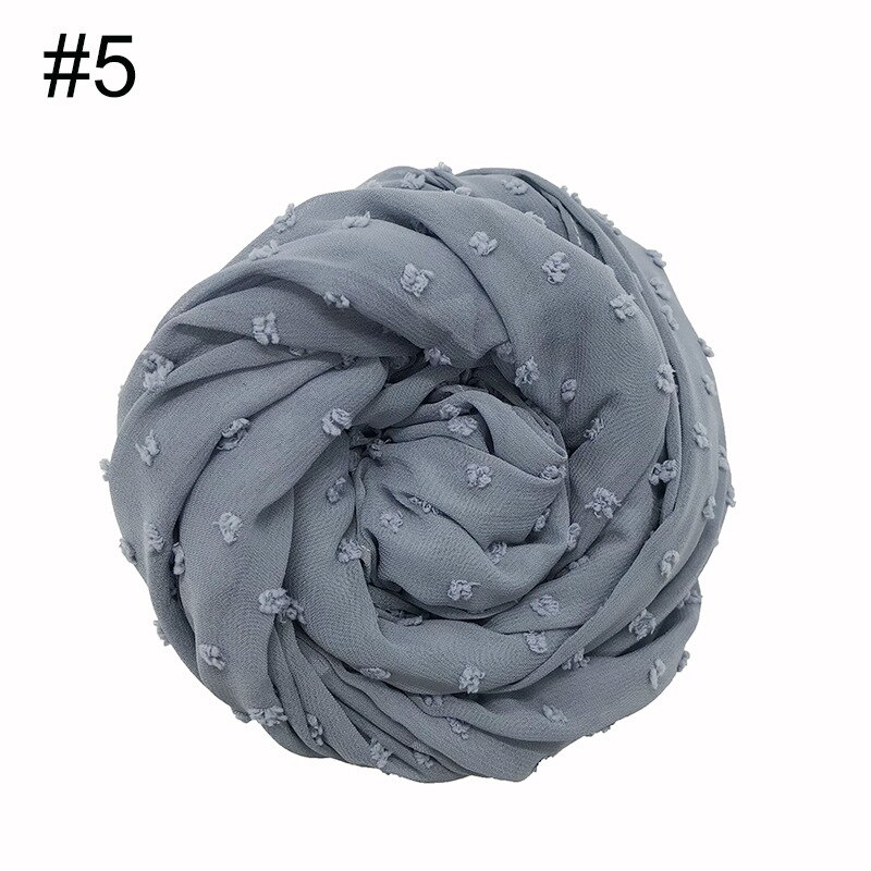 Fuzzy ball scarf Plain solid scarves Lady's wrap Chiffon muslim hijab Women shawls: 5
