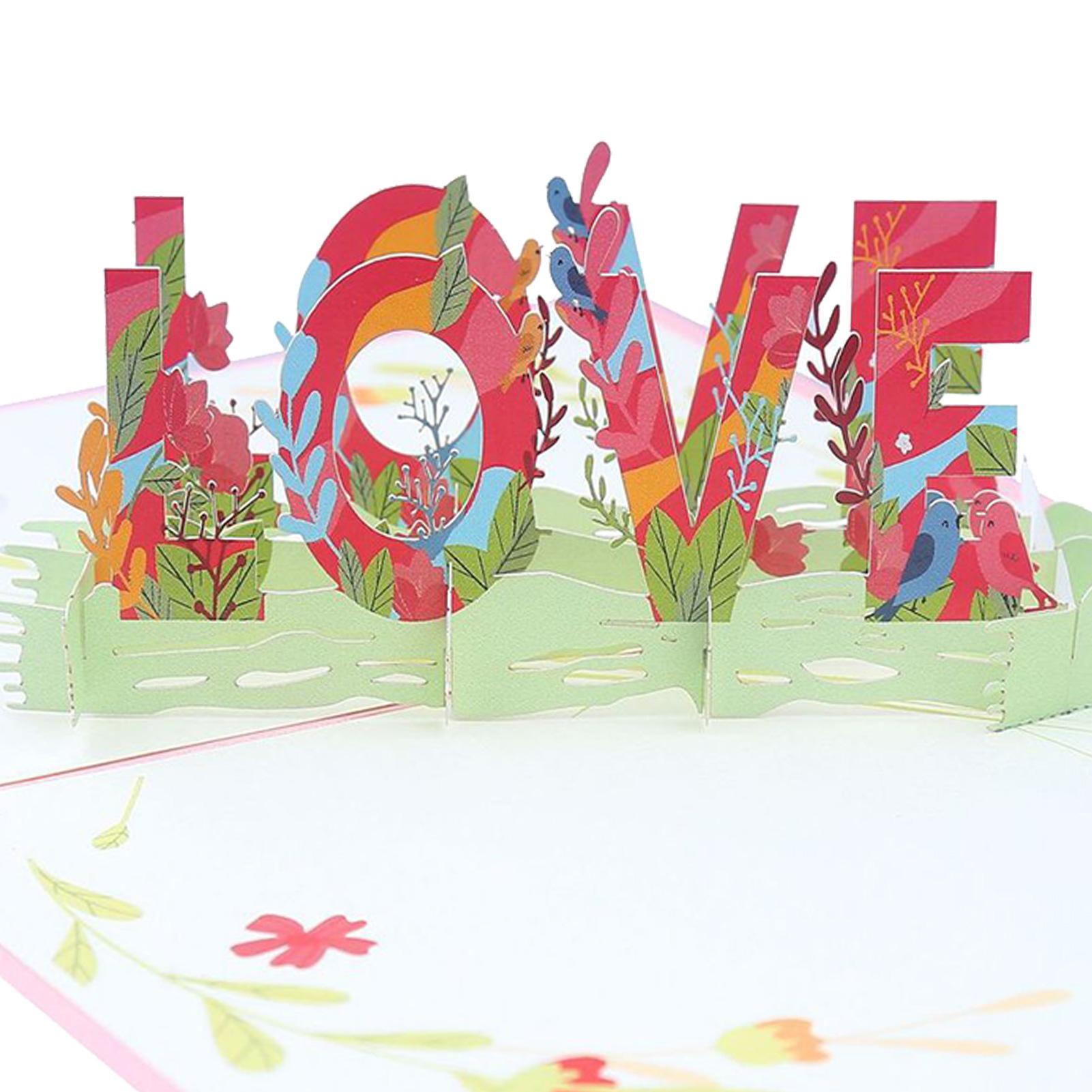 3D Pop-Up Cards LOVE Letter DIY Handmade Greeting Card for Valentine Day Anniversary Party Wedding Decoration