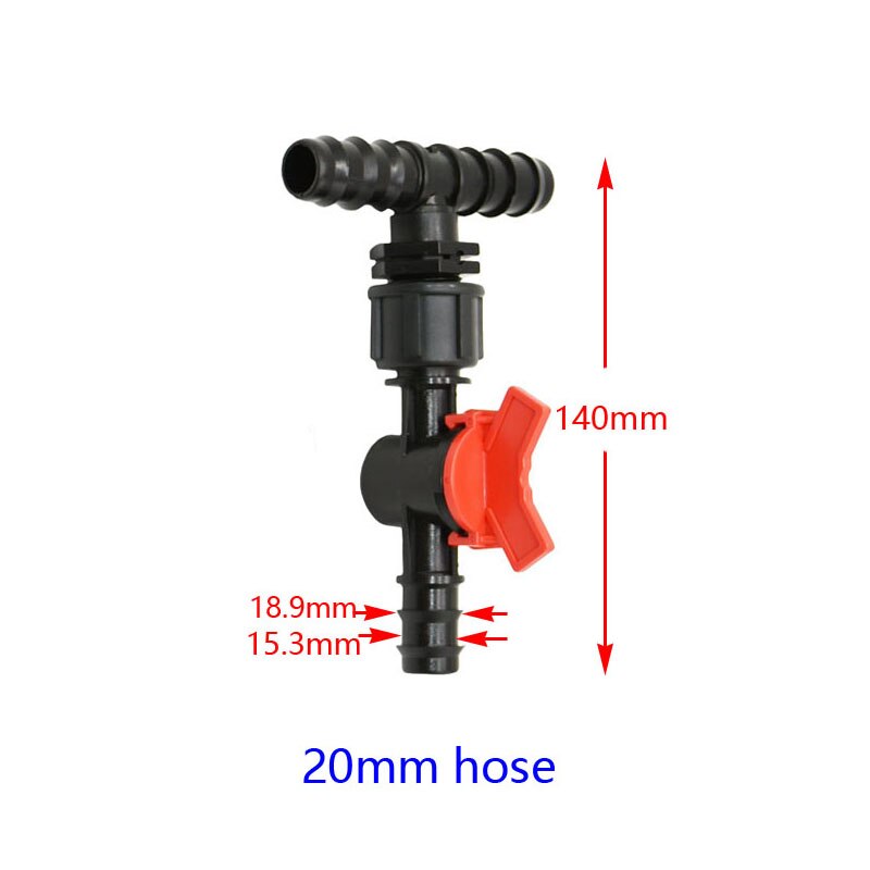 T-tyyppi 1/2 &quot; 3/4 &quot; puutarhaletku tee vedenjakaja hanaliitin 3- -tie pe putkiliitos puutarha tippakasteluliittimet 1 kpl: 20mm letkua
