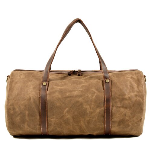 Gewaxt Canvas Handtas Mannen Grote Capaciteit Messenger Bag Tote Weekend Bag: Khaki