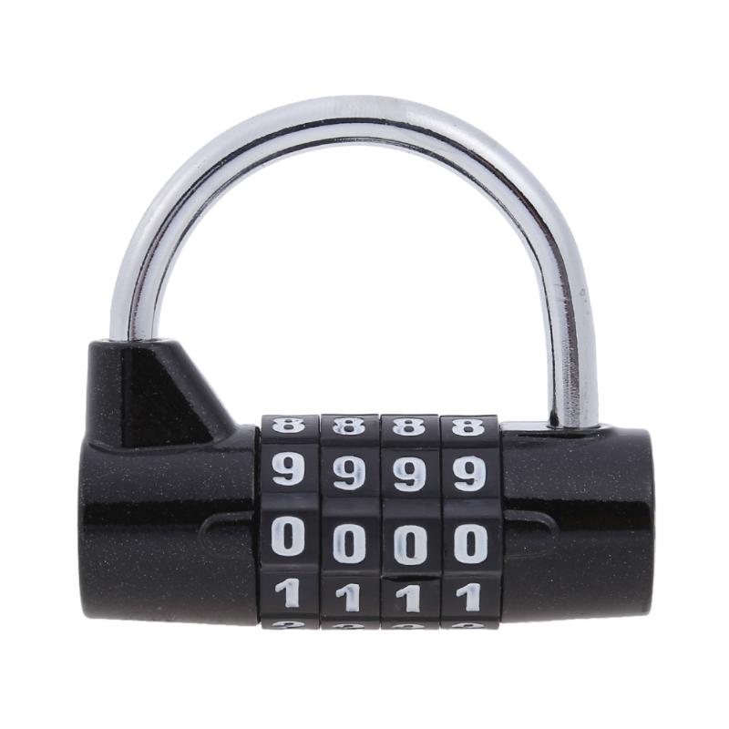 4 cijferige Wachtwoord Veiligheidsslot Breed Beugel Combinatie Hangslot voor Gym Locker Travel Safe Lock Lade Bagage Kast Deurslot: Black