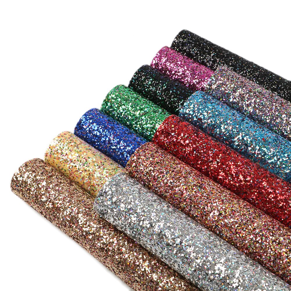 20*34cm Solid Color Chunky Glitter Faux Leather Fabric Sheets,DIY Handmade Materials For Making Projects,1Yc8030