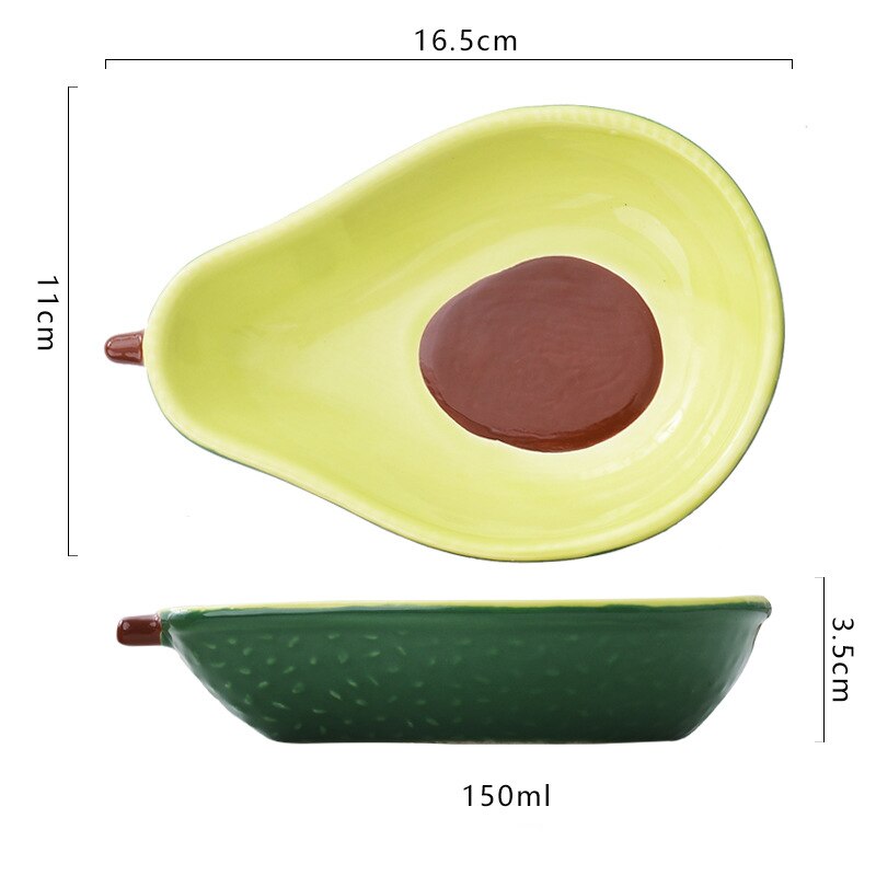 Ceramic Huge Avocado Strawberry Fruit Shape Salad Plate Snack Tray Bowl Dish Blueberry Lemon Dessert Plates Tableware Supplies: Green