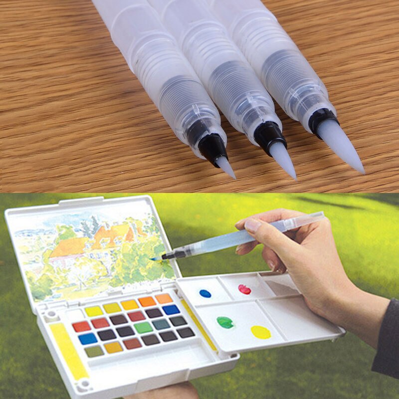 1/3Pcs Refillable Ink Color Pen Water Brush Painting Calligraphy Illustration Pen Office Stationery MU8669