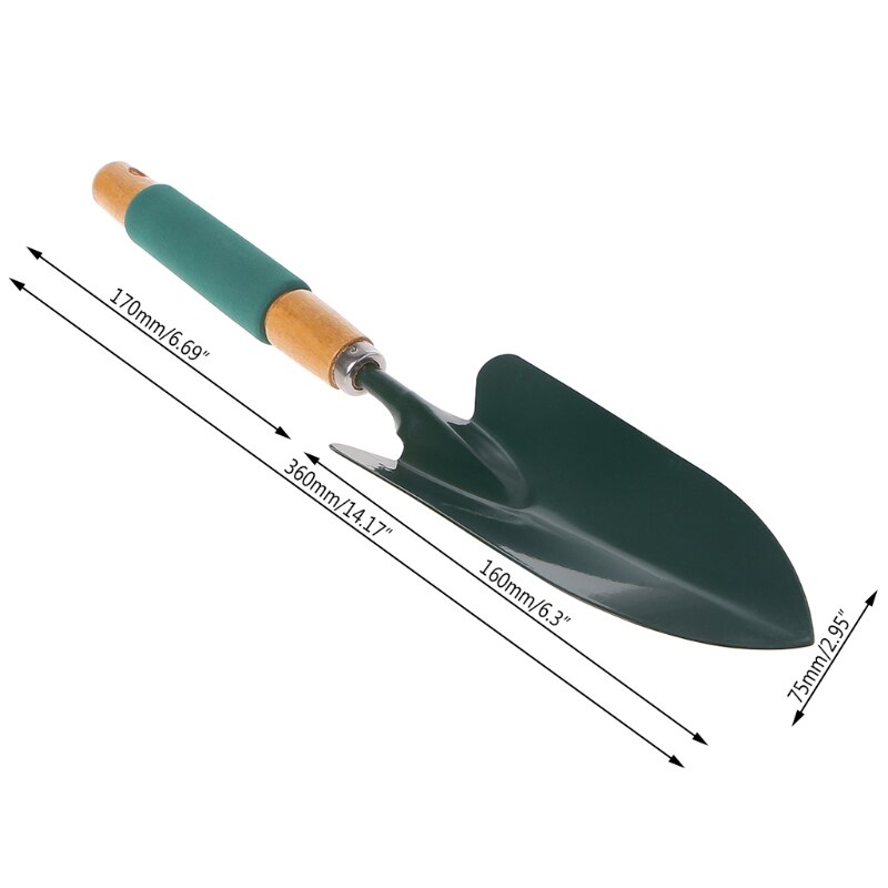 Wood&Sponge Grip Metal Shovel Trowel Garden Yard Hand Tool Home Lawn Seed Plant 35ED