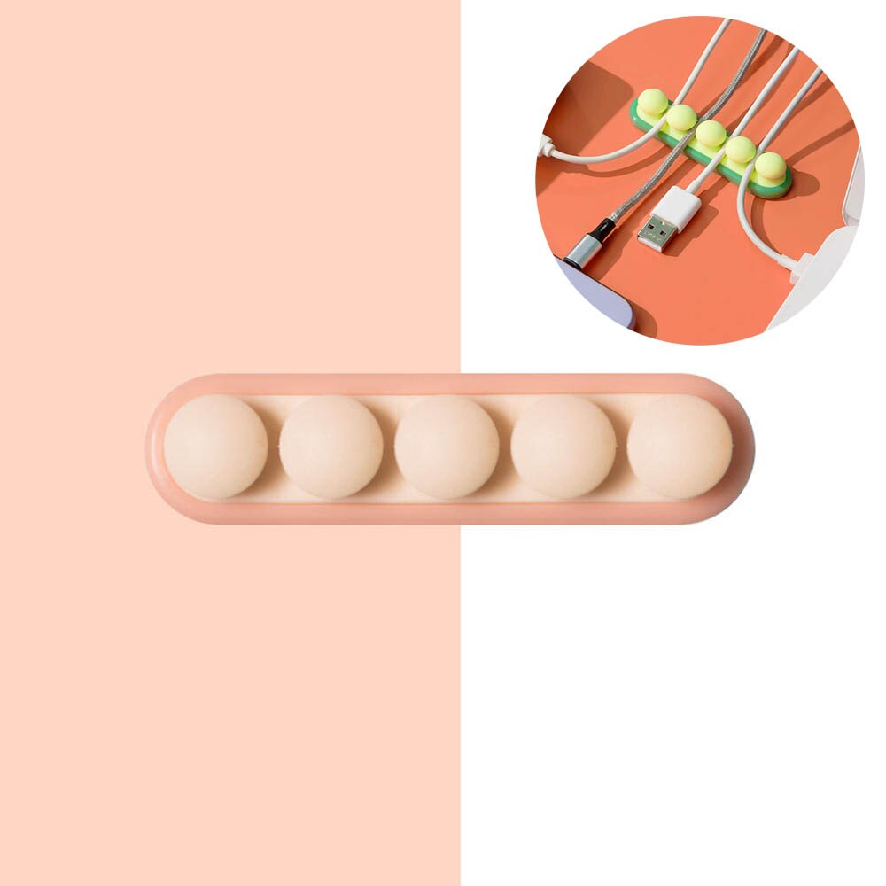 Clip de Cable de silicona para cargador de teléfono móvil, almacenamiento USB, arreglo de línea de datos de ordenador, Clip de Cable fijo de escritorio, organizador Protector: Pink