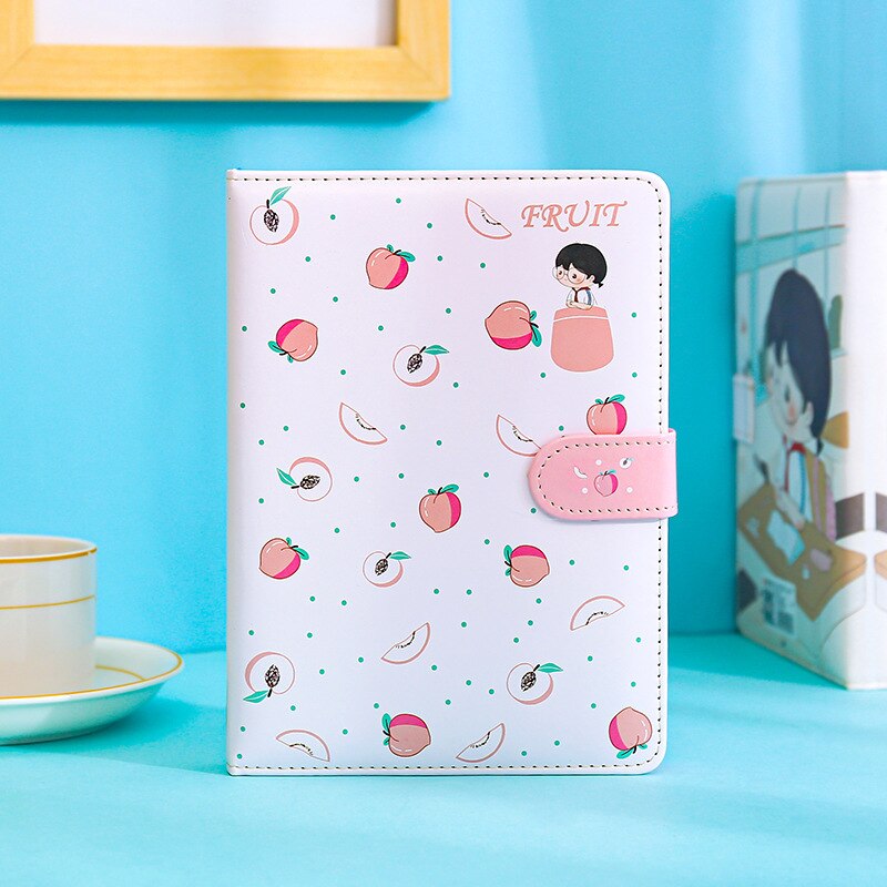 Skysonic A5 32K Aardbei Vruchten Gilrs Magnetische Gesp Notebook Leeg Gird Papier Zuivel Pu Boek Kawaii Journal Agenda Briefpapier: Peach