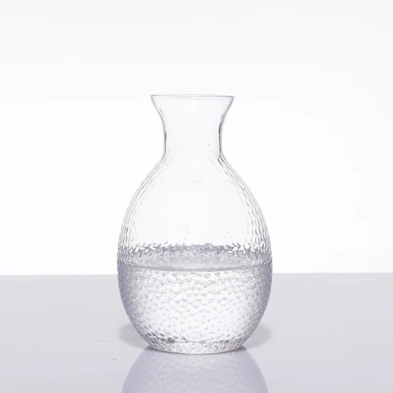 Japanese Style Glass Sake Bottle Wine Glass Set Transparent Hammer Pattern White Wine Glass Small Sake Cup Shochu Bottle: Clear Pot