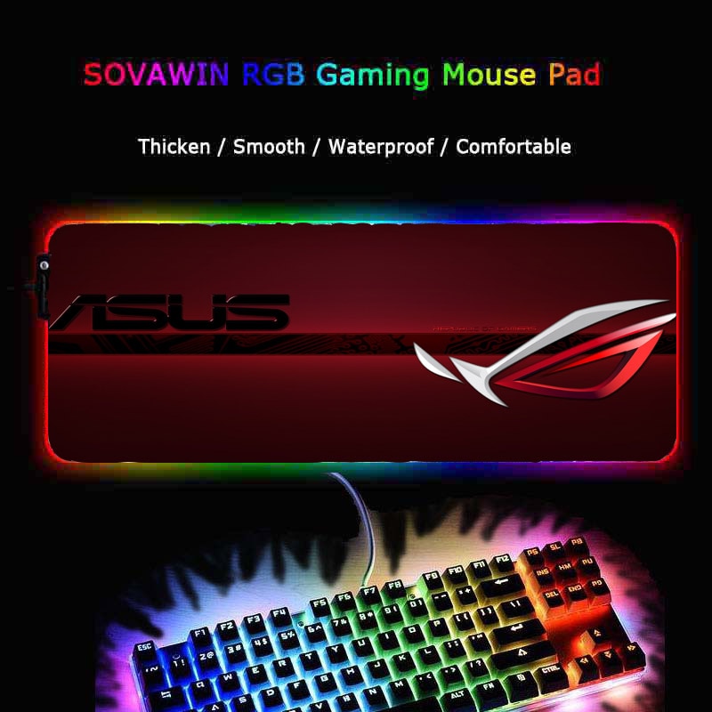 MRGBEST RGB Mouse Pad LED Republic of Gamers Computer Laptop Keyboard Red Mouse Pad Waterproof Colorful Gaming Table Pad