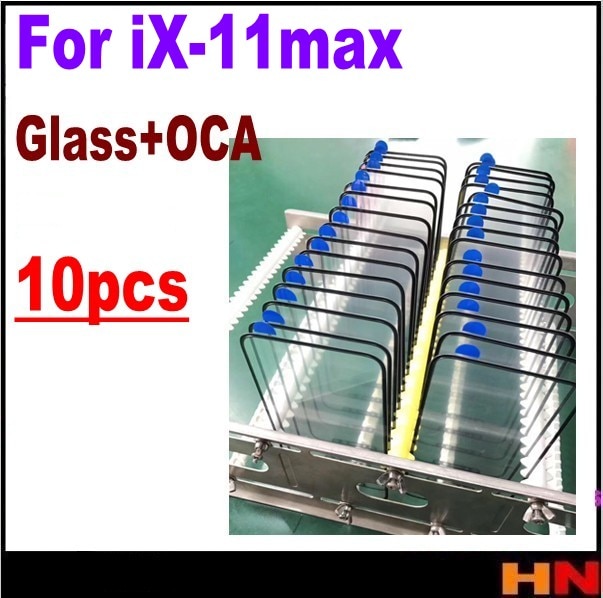 10pcs for iPhone X XS XR XS MAX glass + OCA together LCD cold press glass