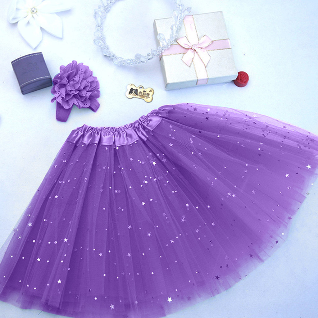 Kids Meisje Tule Rokken Petticoat Paillette Star Pettiskirt Haarband Tutu Rok Dancewear Dance Ballet Rokken Voor Baby Meisjes