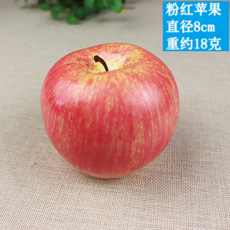8cm rød gul grønn rosa eple kunstig frukt hjem dekorasjon simulering eple modell ornament håndverk matte fotografering rekvisitter: Rosa 18g