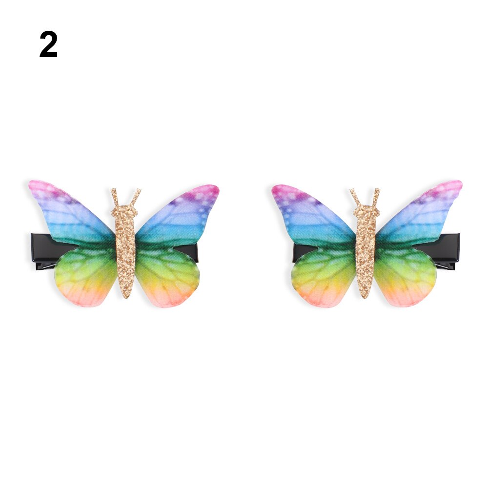 2 pièces belle strass papillon pince à cheveux Double couches Tulle épingle à cheveux accessoires de coiffure outils pour les femmes fille: 2
