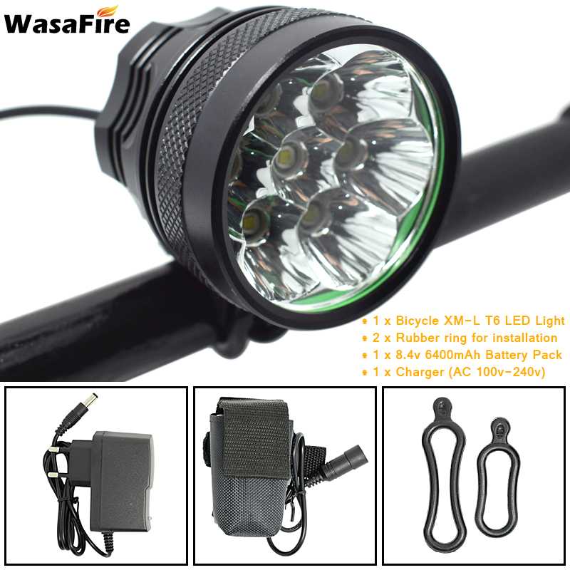 Farol Fahrrad 10000 Lumen Fahrrad Vorderseite Licht Laterne 7 * XML T6 LED Fahrrad Scheinwerfer Taschenlampe 18650 Batterie MTB Straße scheinwerfer 3 Modus: 6400mAh Batterie Pack