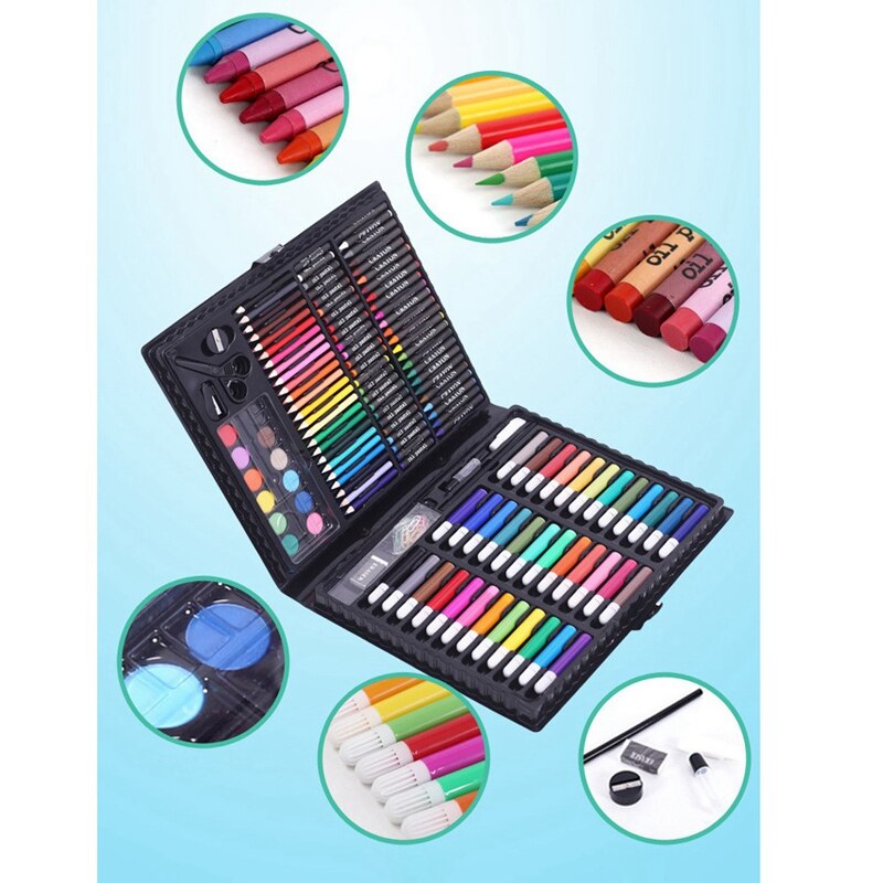 150 Pcs/Set Kids Art Sets Children Drawing Kit Water Color Pen Crayon Oil Pastel Painting Tool Supplies Stationery Set