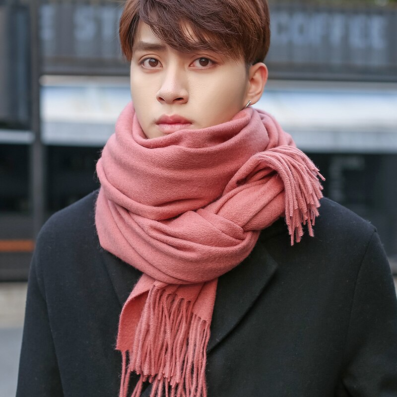 100% Wool Scarf Men Purple Echarpe Luxury Brand Bufanda Hombre Winter Cashmere Scarf Male Warm Solid Pashmina Shawls