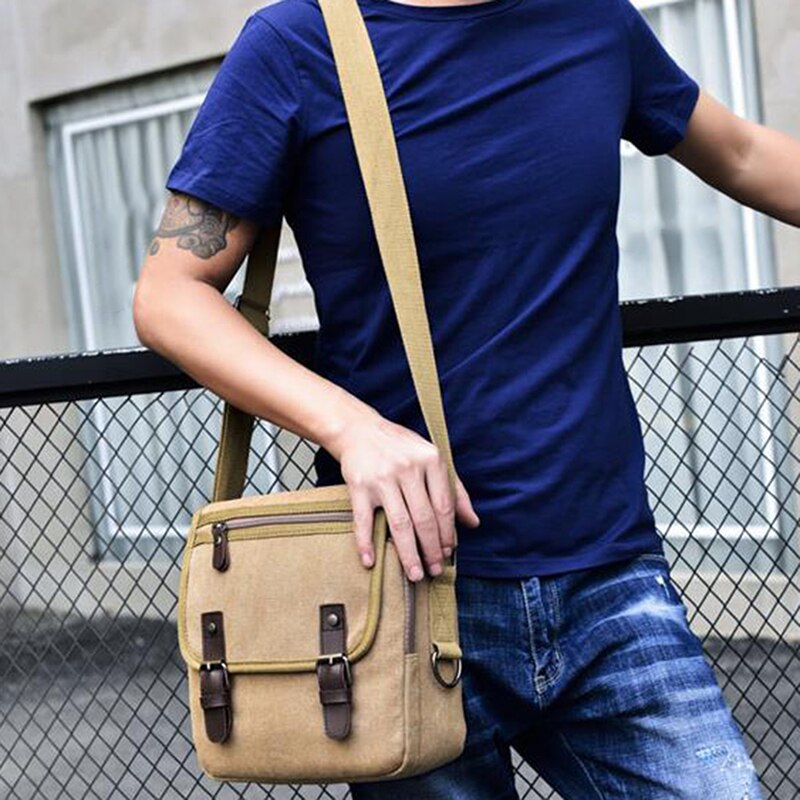 Vintage Mannen Messenger Bags Canvas Schoudertas Mode Man Business Crossbody Tas Effen Mannelijke Reizen Handtas