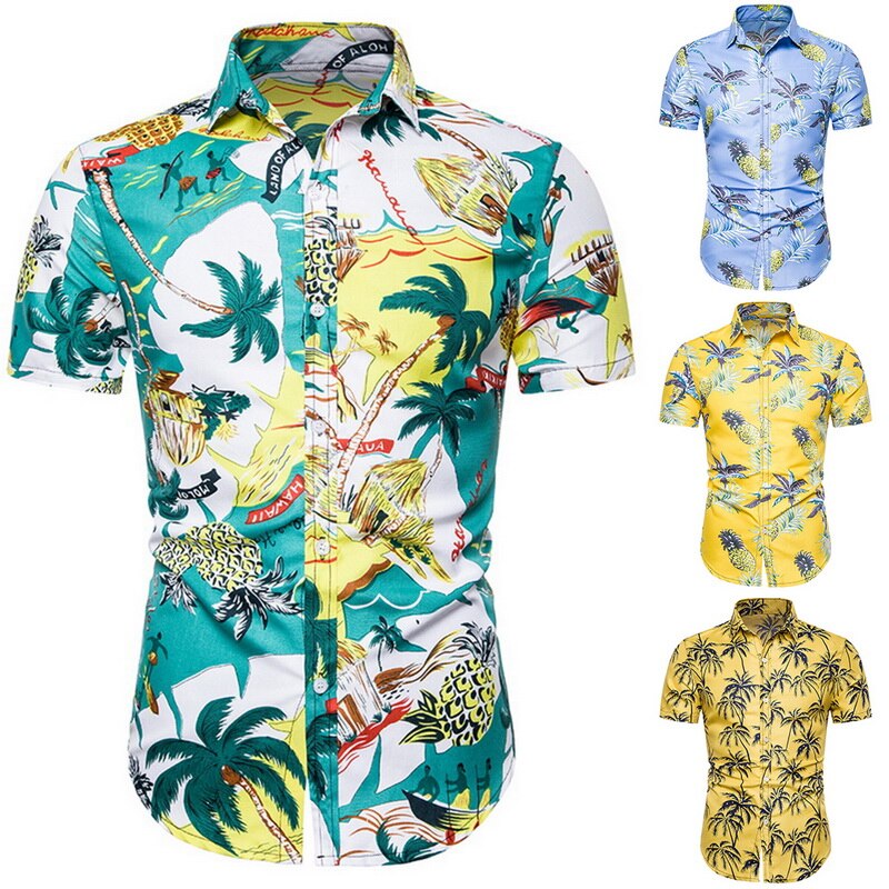 Jodimitty skjorter med print til mænd afslappet kortærmet hawaiiansk skjorte med knapper nedad, strand slim fit festskjorter toppe