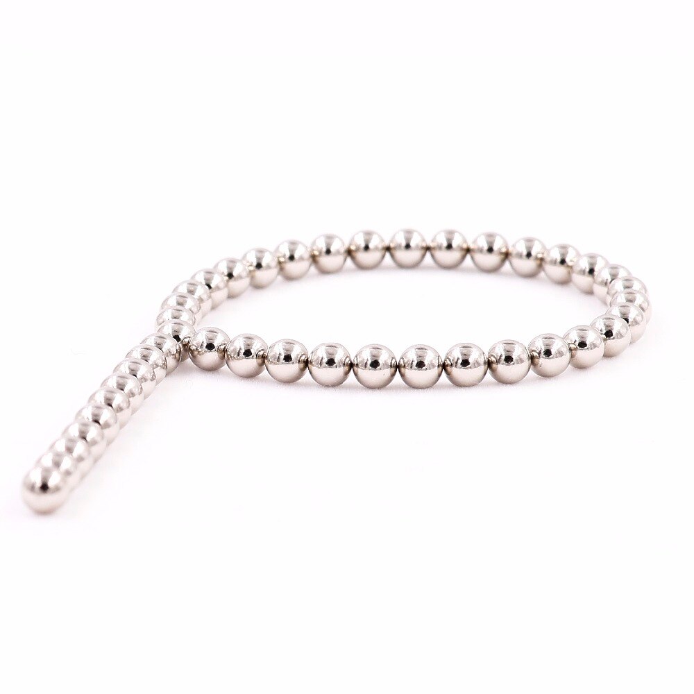 Bracelet magnétique Super fort couleur argent 5MM perles rondes réglables, garder un Bracelet sain pour les femmes et les hommes bijoux