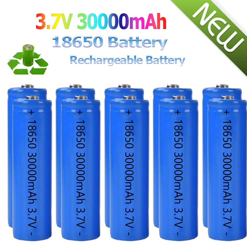 30000 mah 3.7v 18650 tophoved lithium-ion genopladeligt batteri led fiskelampe lommelygte sengelampe adgangskodelås batteri