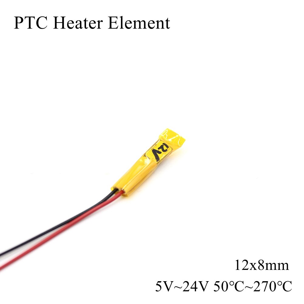 12x8mm 5V 12V 24V PTC Heater Element Constant Thermostat Insulated Thermistor Ceramic Air Heating Chip Tube Film 12*8mm