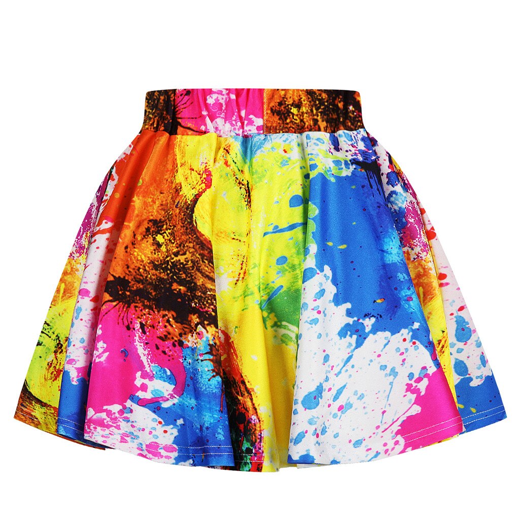 SAGACE Summer Kid Girl Short Skirt Multi-Color Girl Individual Personality Colorful Princess Daily Pleated Ball Gown Skirt