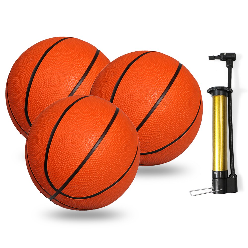 3 stk børn mini basketball størrelse 1 indendørs udendørs gummibasketball med oppumpningspumpe: 3 stk