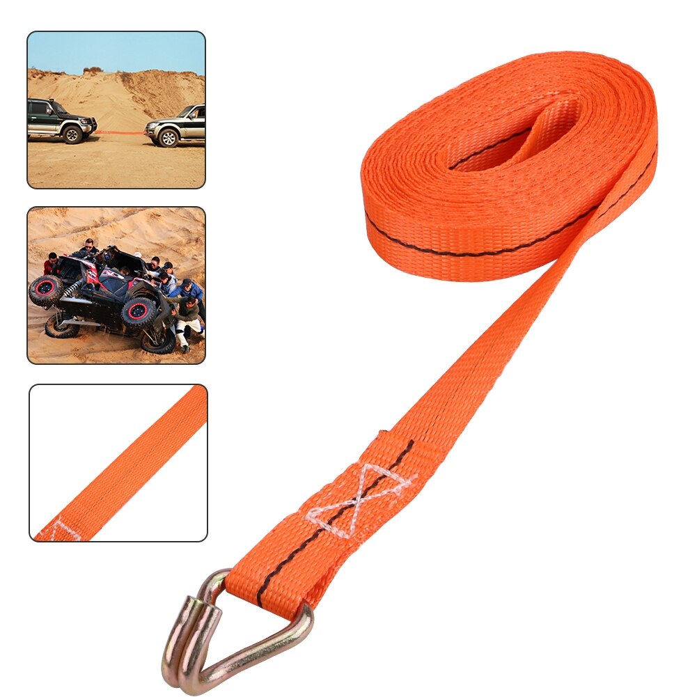 5m/16ft surrningsremmar kraftigt 1 ton för lastbilssläp nödspänningsbälten höghållfast polyester orange