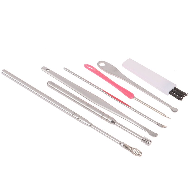 7 Stks/set Ear Wax Pickers Rvs Earpick Wax Remover Curette Oor Pick Schoner Oor Schoner Lepel Zorg Oor Schoon tool