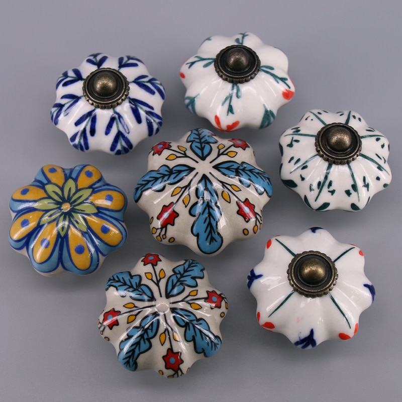 1x barnerom skuff knott håndtak fargerik gresskar stil kommode trekk keramisk kjøkken skap håndtak knott møbler maskinvare