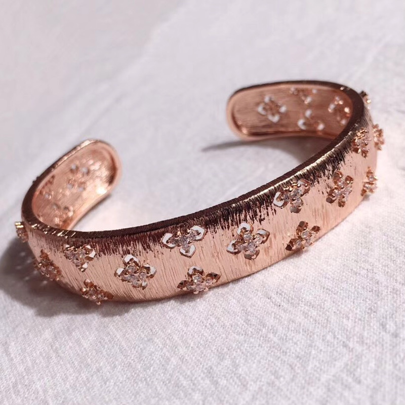 Copper Jewelry 3A Cubic Zirconia Party Bangle: Rose Gold Color