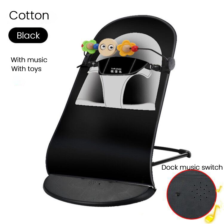 Baby Fauteuil Baby Schommelstoel Kind Wieg Bed Baby Artefact Pasgeboren Comfort Stoel Baby Slaap Bed Muziek Kinderstoel Bed coax: Black with toys