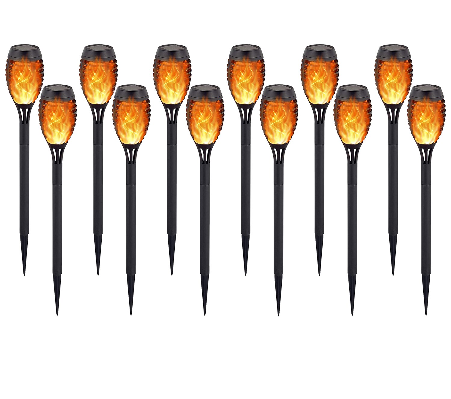 Solar Flame Torch Light Flickering Waterproof Garden Decor Landscape Lawn Lamp For Path Garden Yard Outdoor Light: PACK of 12