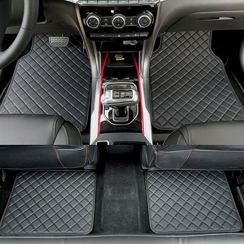 Universele auto vloermatten voor auto's, antislipmat, rode zwarte grijze koffie auto vloermatten, auto styling interieur auto vloermatten: Helemaal zwart