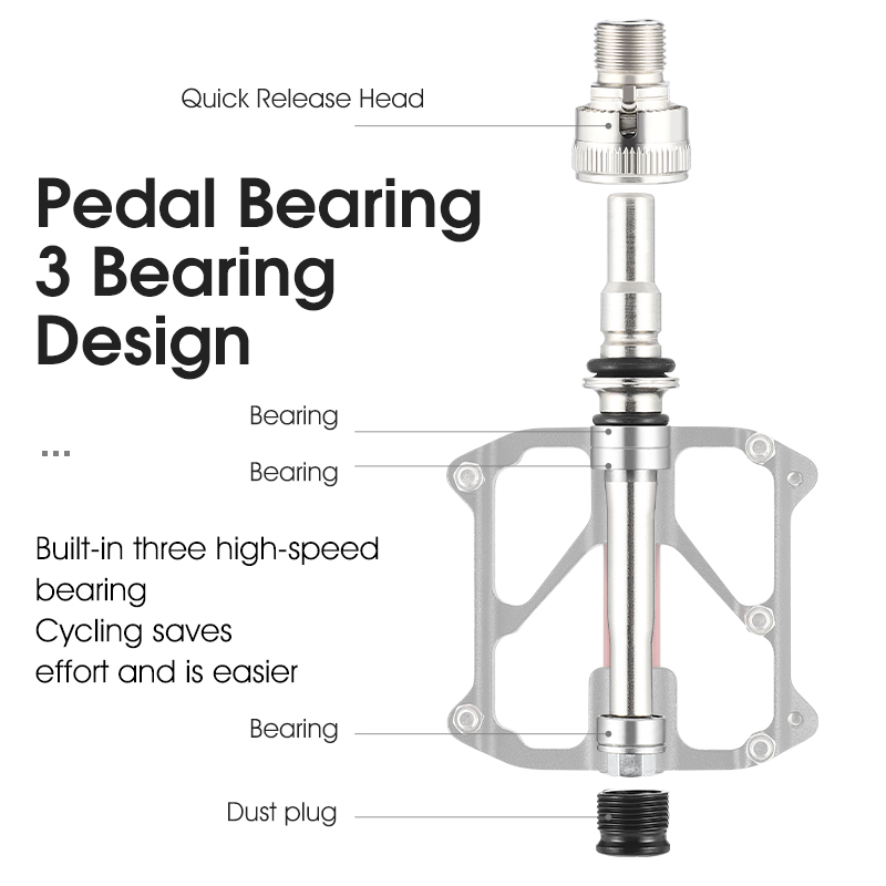 Pedales de bicicleta WEST BIKING, pedales de bicicleta de liberación rápida con 3 rodamientos, pedales de bicicleta de carretera MTB de aluminio ultraligeros antideslizantes, piezas bmx