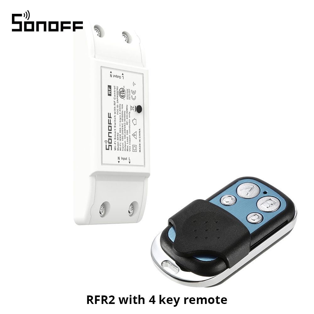 SONOFF RFR2 Wifi Breaker Module Outlets DIY Wifi 433 MHz RF Afstandsbediening Schakelaar Smart Home Automation Werkt met Endff RM433: Light Grey