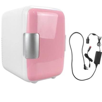 Mini nevera portátil para coche, refrigerador de viaje para el hogar, 12V, 220V, calentador automático, caja de refrigeración de doble uso para oficina, 4L: 12V and 220V Pink
